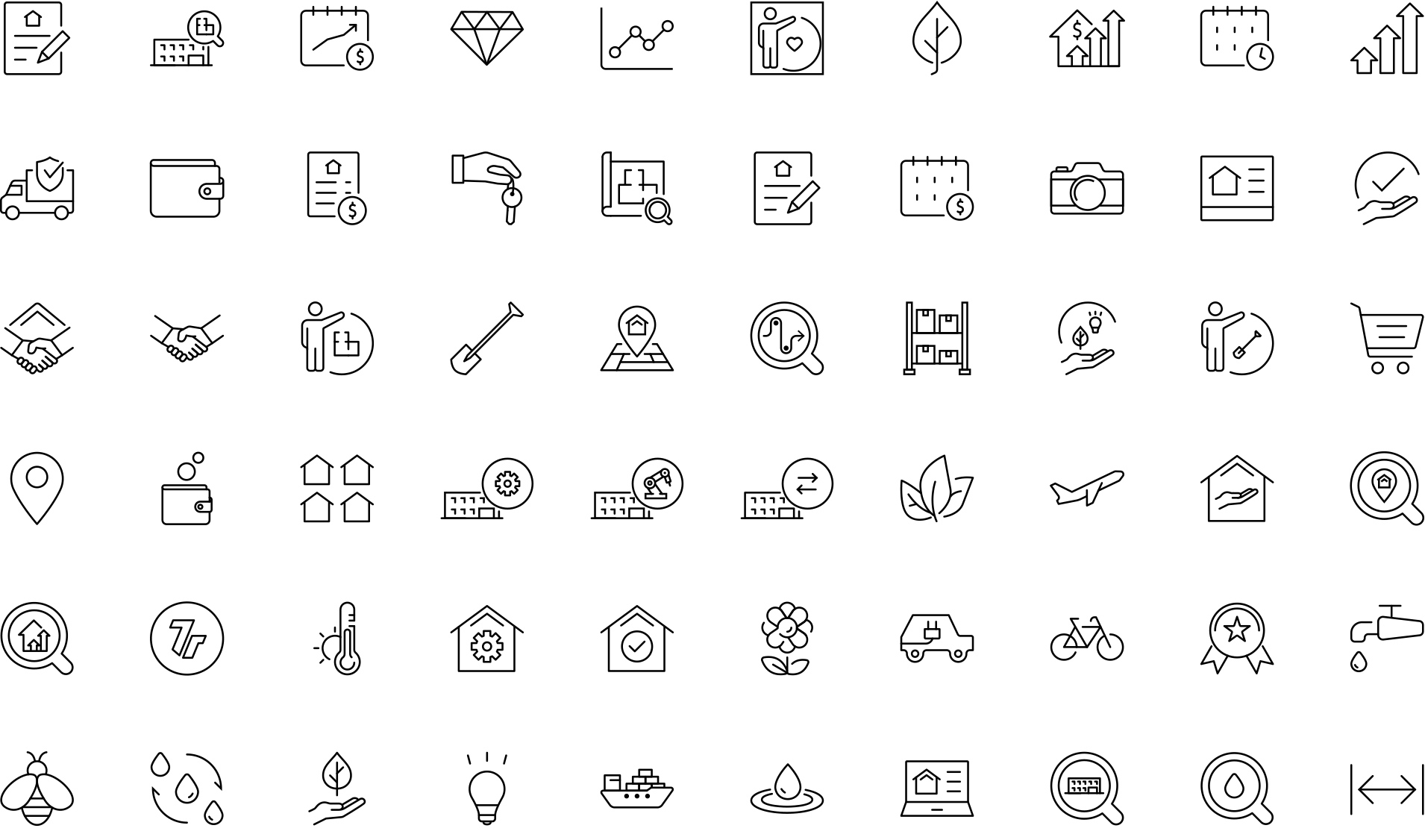 Animated set of line pictograms designed for 7R