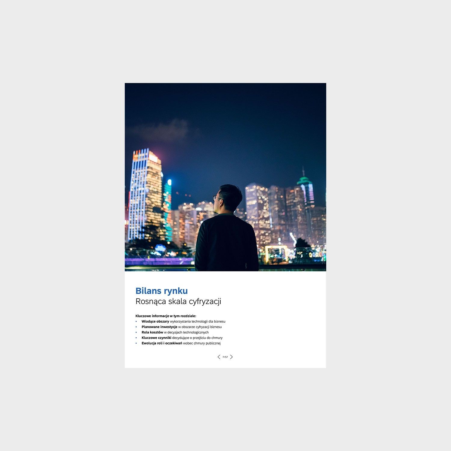Market overview chapter opener with a night city skyline